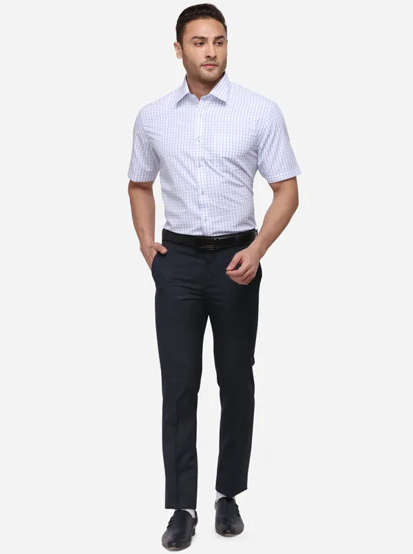 Navy Blue Solid Slim Fit Formal Trouser | Greenfibre