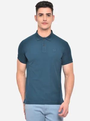 Navy Blue Solid Slim Fit Polo T-Shirt | Greenfibre