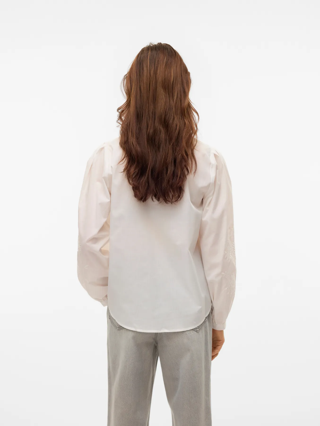 Navy Embroidery Anglaise Sleeve Blouse