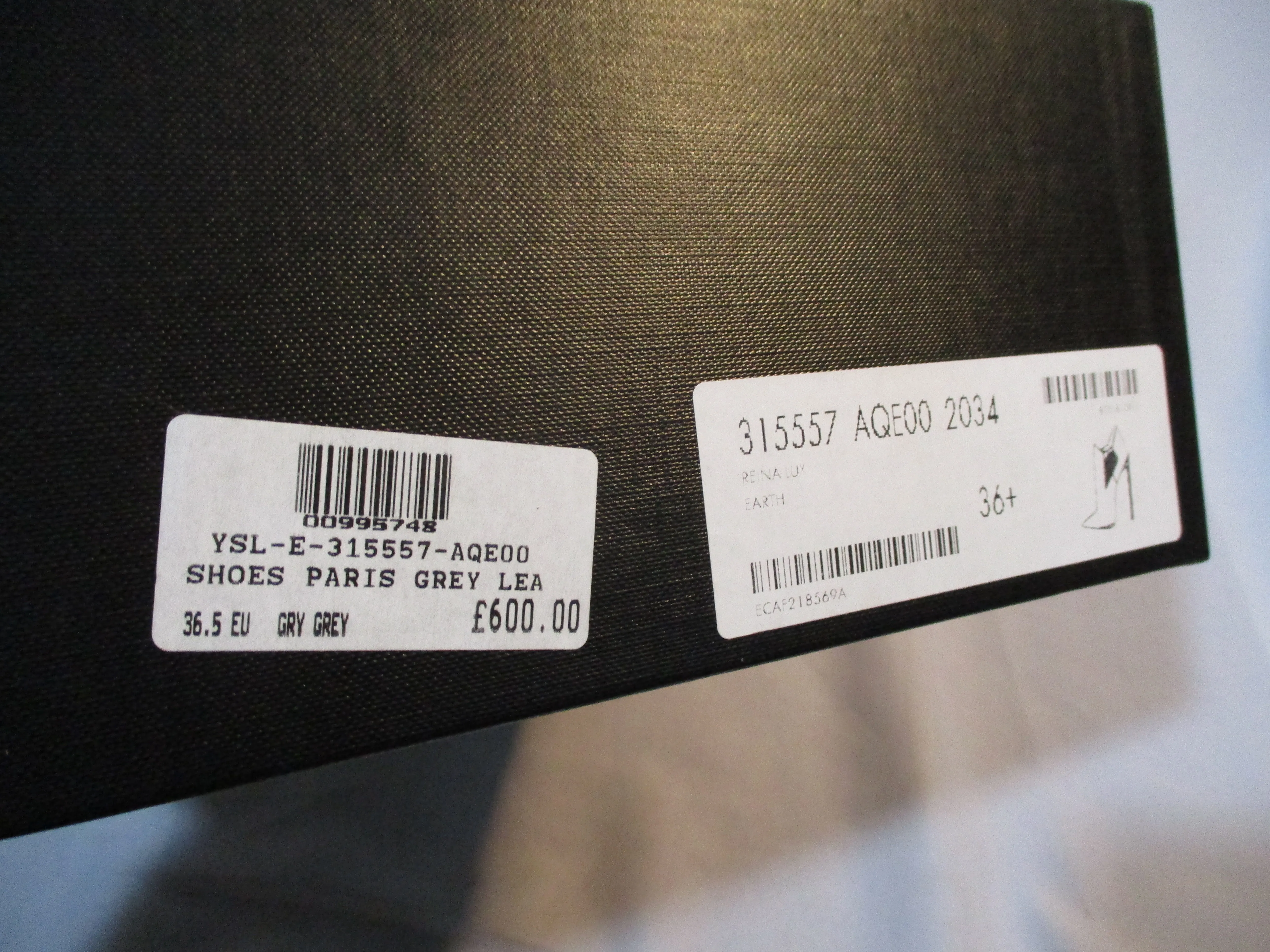 NEW NIB SAINT LAURENT PARIS Stiletto Heel BOOT Bootie 36.5 GREY EARTH