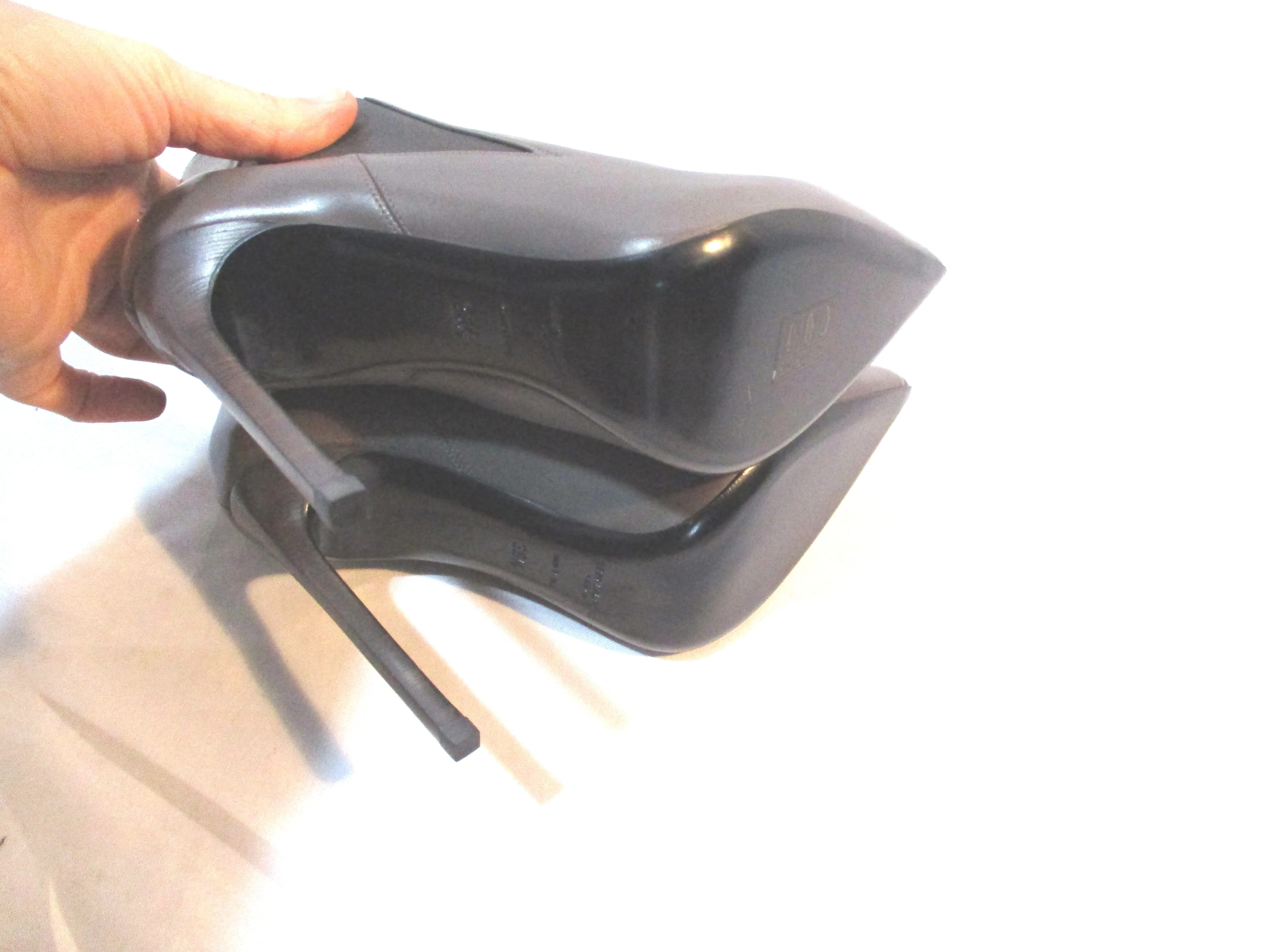 NEW NIB SAINT LAURENT PARIS Stiletto Heel BOOT Bootie 36.5 GREY EARTH