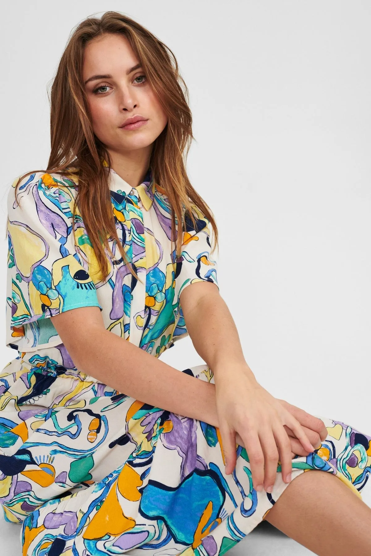 Numph Ninna Dress in Mixed Colours Print