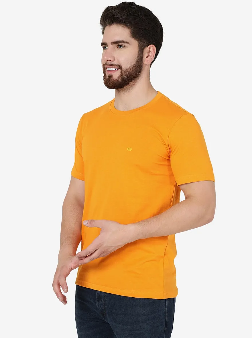 Orange Solid Slim Fit T-Shirt | JadeBlue