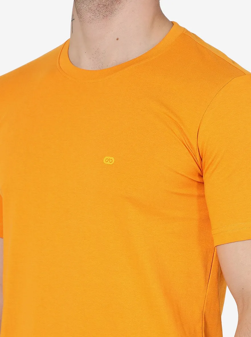 Orange Solid Slim Fit T-Shirt | JadeBlue