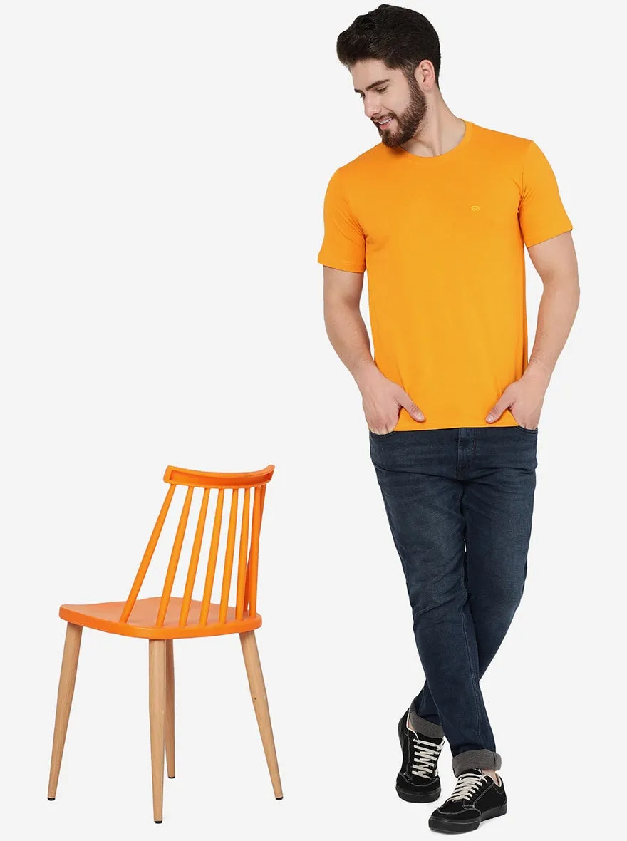 Orange Solid Slim Fit T-Shirt | JadeBlue