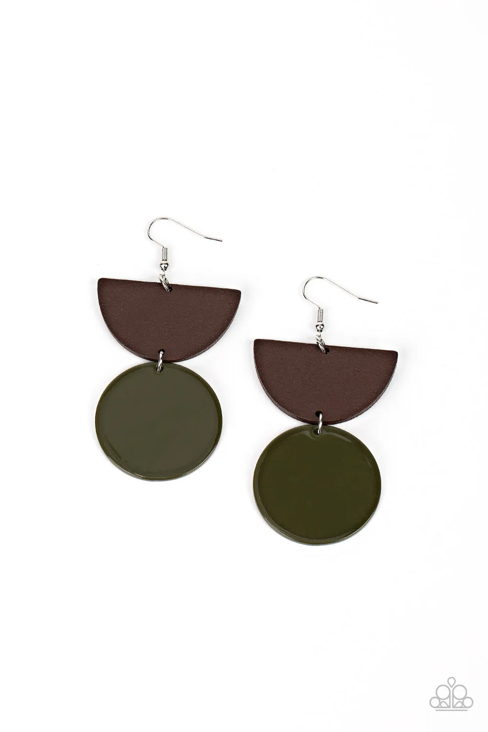 Paparazzi - Beach Bistro - Green Wood Earrings