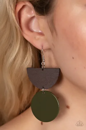 Paparazzi - Beach Bistro - Green Wood Earrings