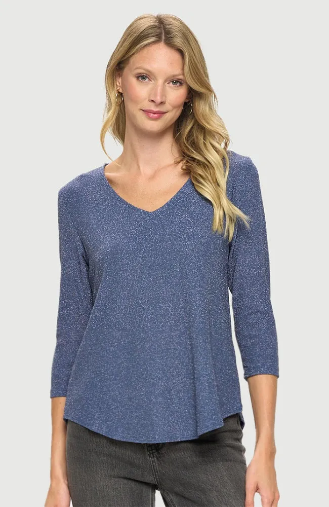 Periwinkle Glitter ¾ Sleeve Top