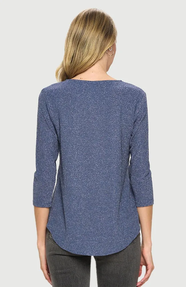 Periwinkle Glitter ¾ Sleeve Top