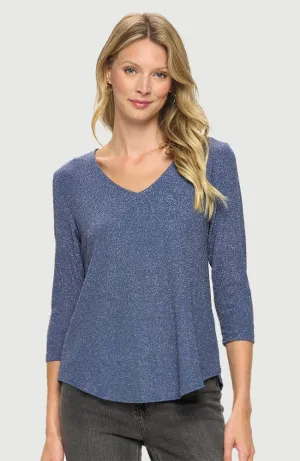 Periwinkle Glitter ¾ Sleeve Top