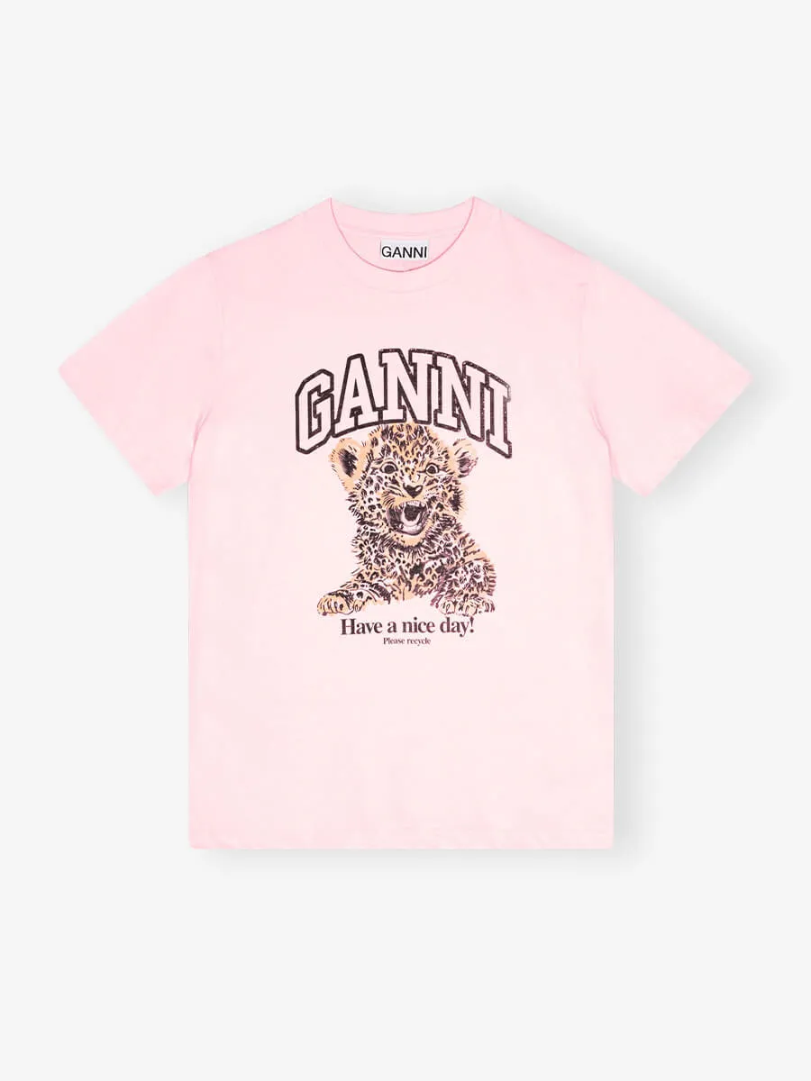 Pink Basic Jersey Leopard Relaxed T-Shirt