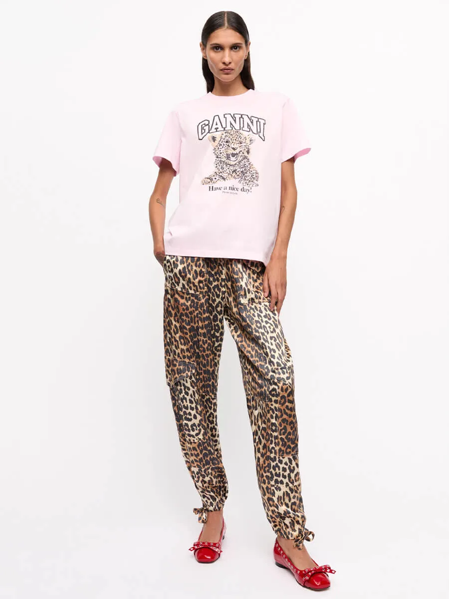 Pink Basic Jersey Leopard Relaxed T-Shirt