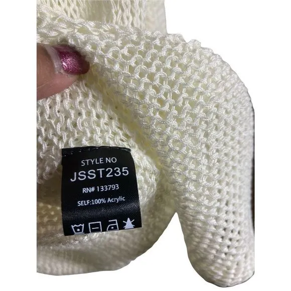 POL Ivory Crew Neck Lightweight  Sweater L