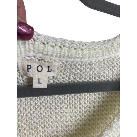 POL Ivory Crew Neck Lightweight  Sweater L