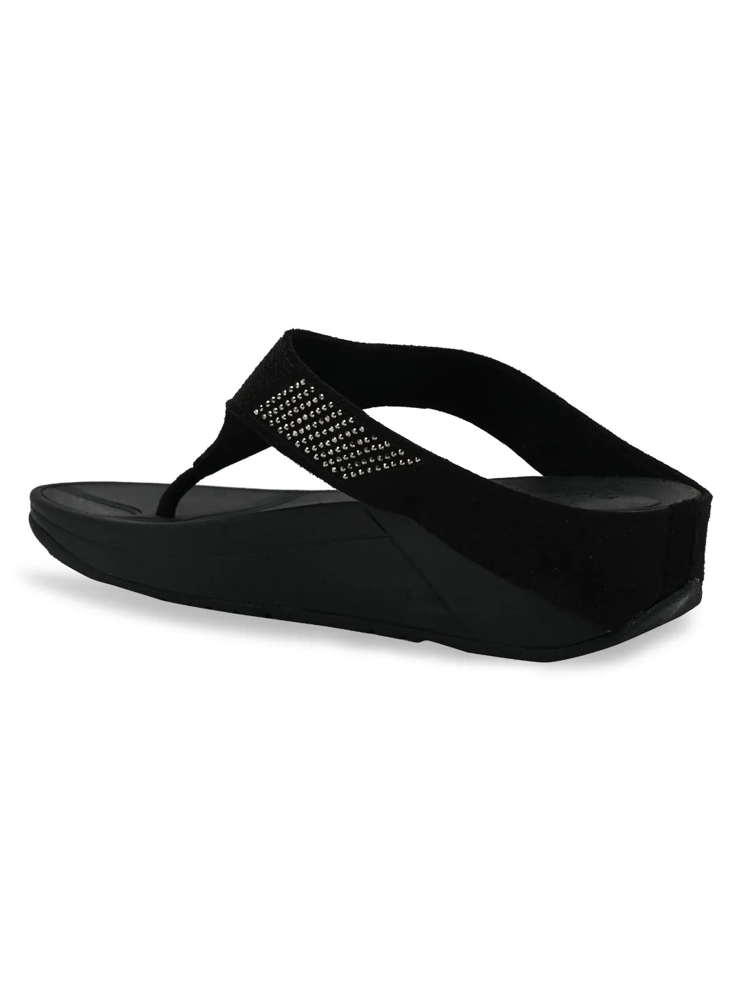 Rocia By Regal Black Women Diamante Studded Flats