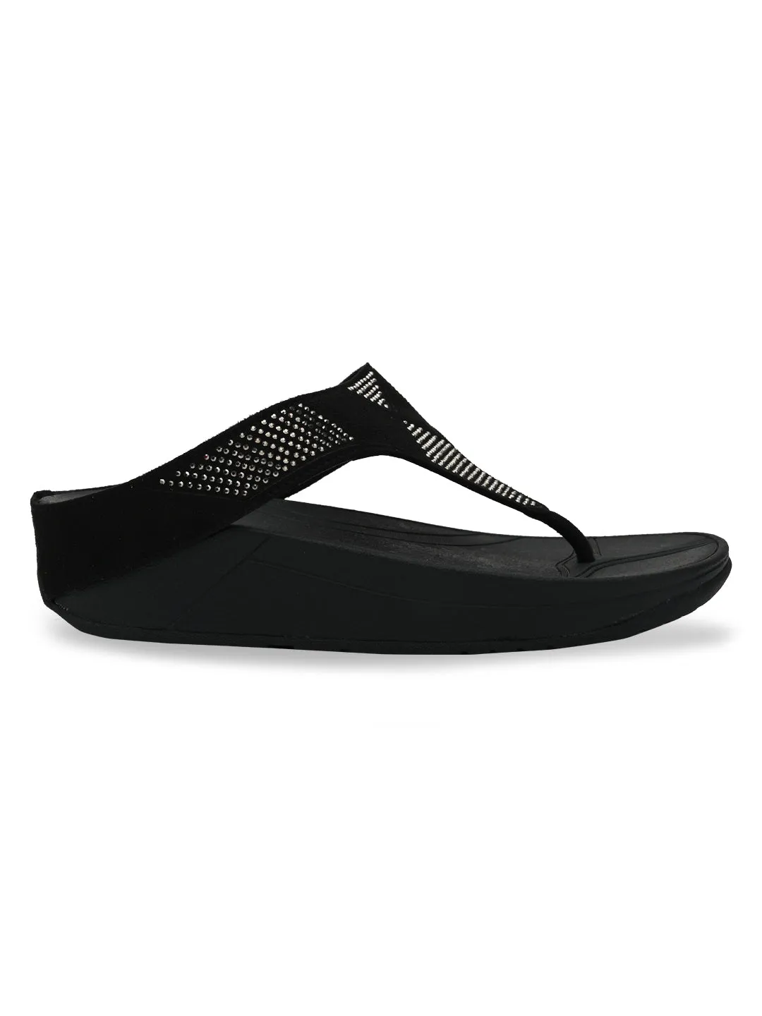Rocia By Regal Black Women Diamante Studded Flats