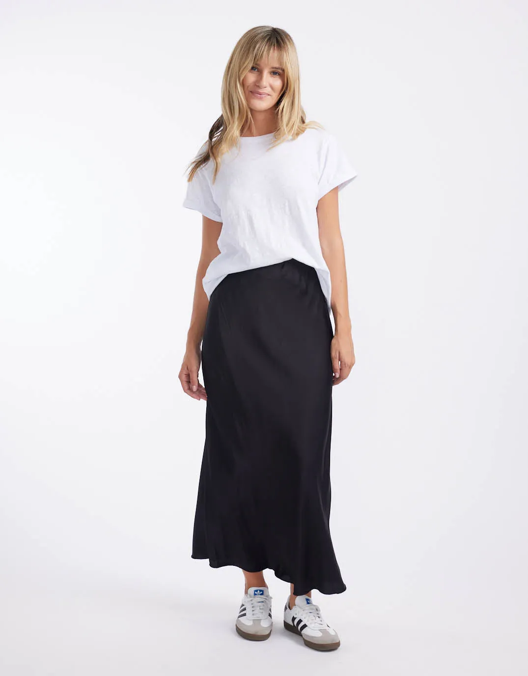 Rosette Satin Skirt - Black