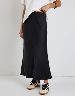 Rosette Satin Skirt - Black