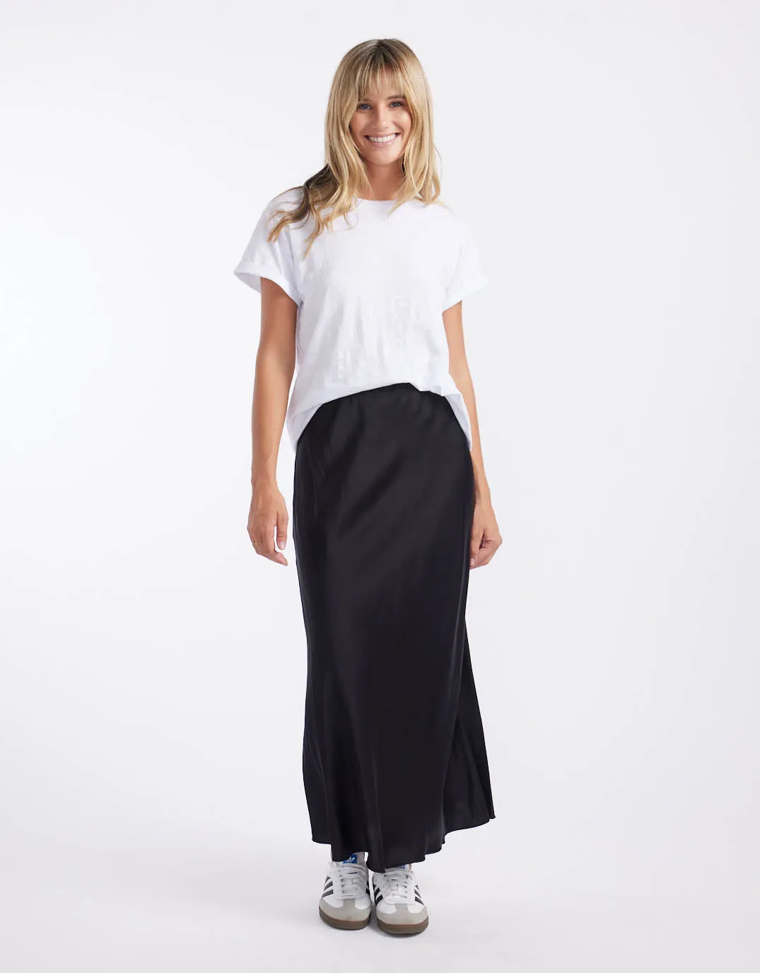 Rosette Satin Skirt - Black