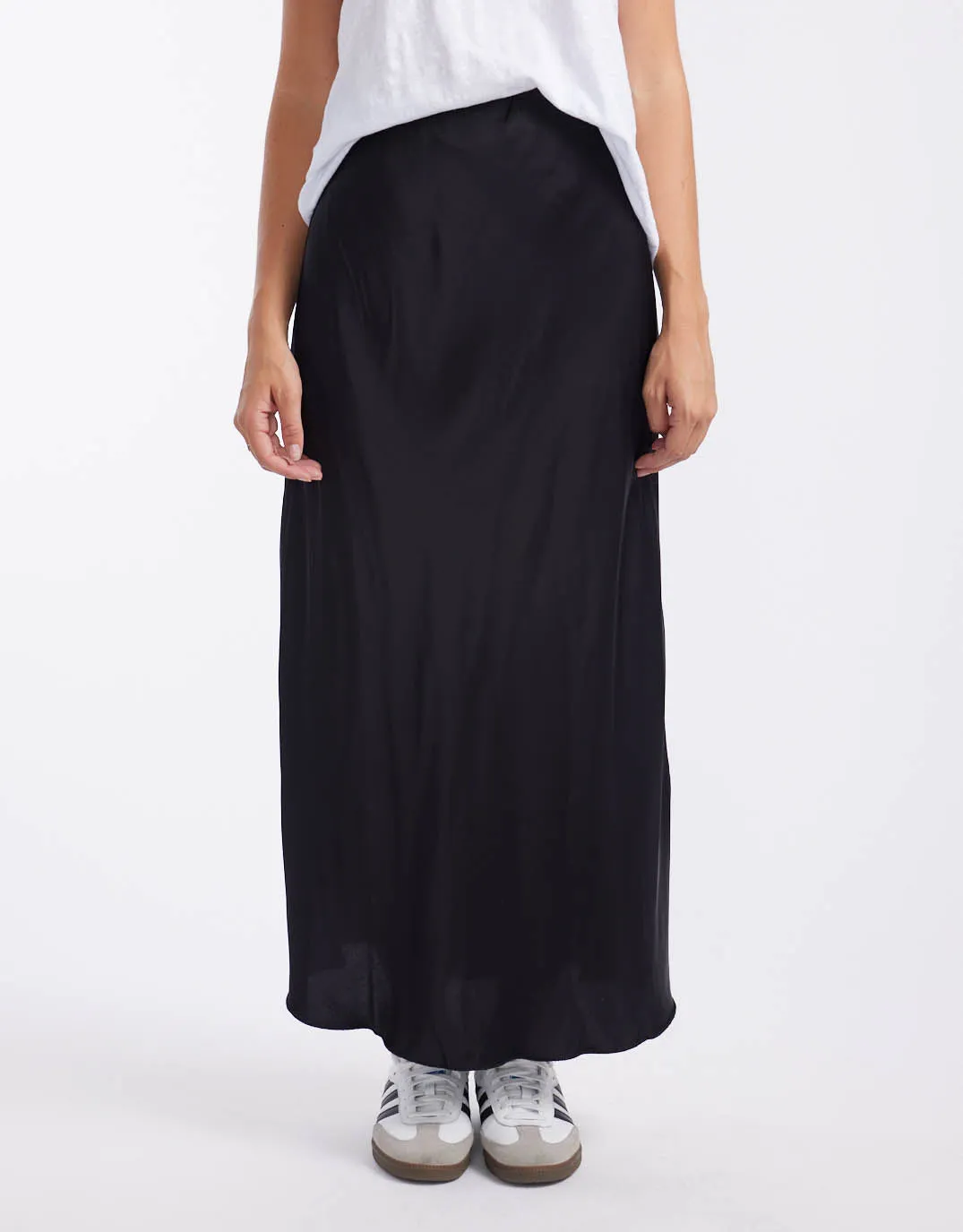 Rosette Satin Skirt - Black