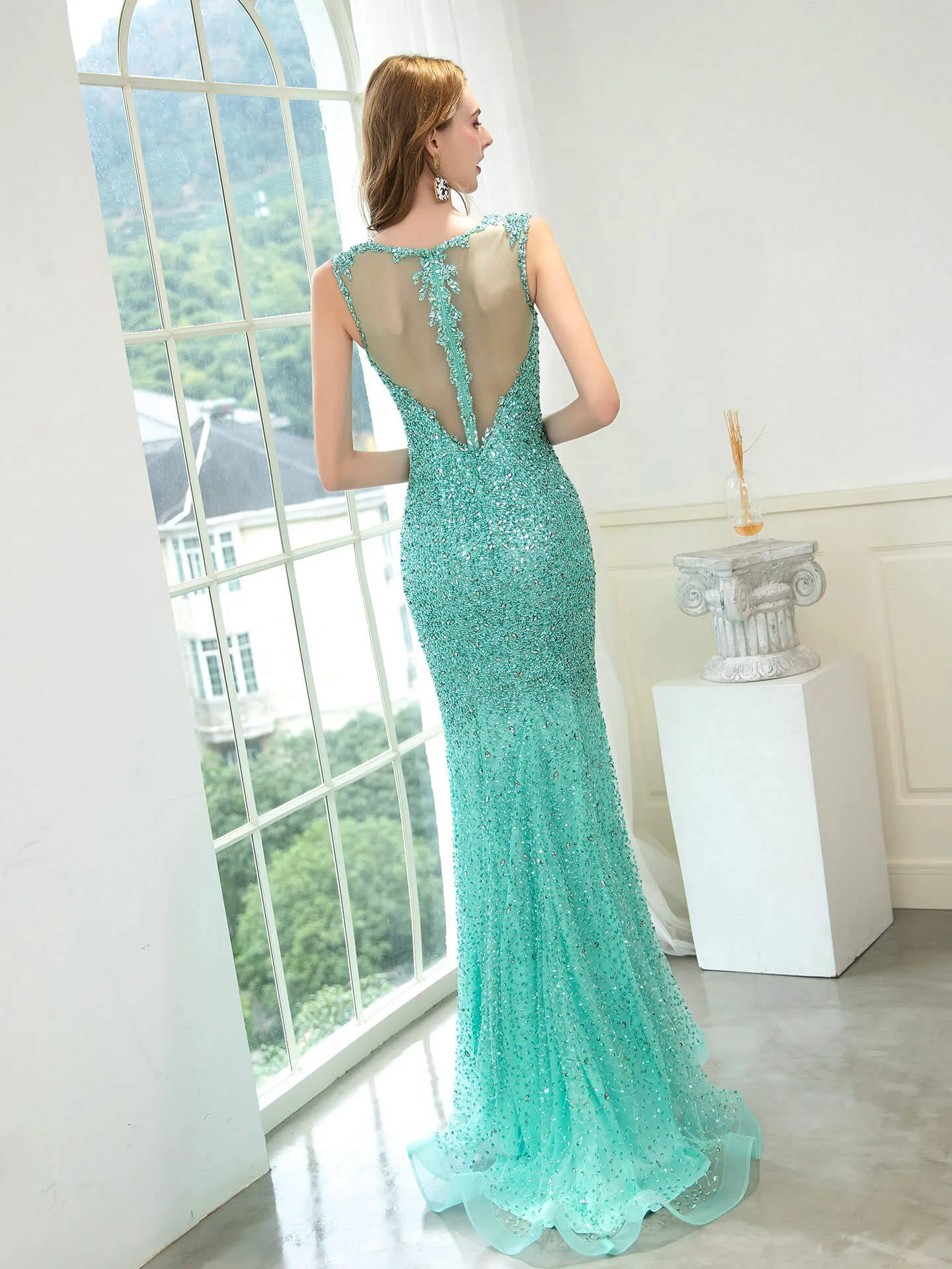 Roycebridal Roycebridal Mermaid / Trumpet Beaded Luxurious Sexy Formal Evening Dresses Sleeveless Floor Length Prom Dresses