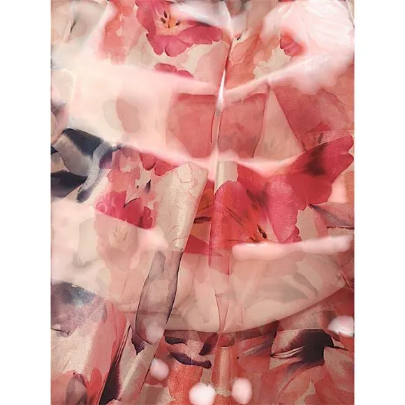 SEQUIN HEARTS Chiffon Formal Maxi Skirt Sz 5 Fuscia Fairy Floral Barbiecor Prom