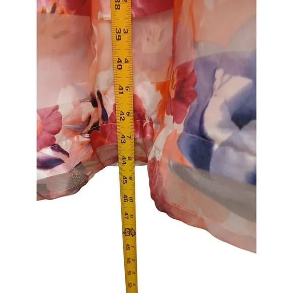 SEQUIN HEARTS Chiffon Formal Maxi Skirt Sz 5 Fuscia Fairy Floral Barbiecor Prom