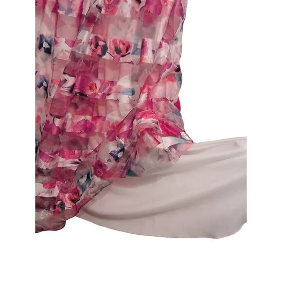 SEQUIN HEARTS Chiffon Formal Maxi Skirt Sz 5 Fuscia Fairy Floral Barbiecor Prom