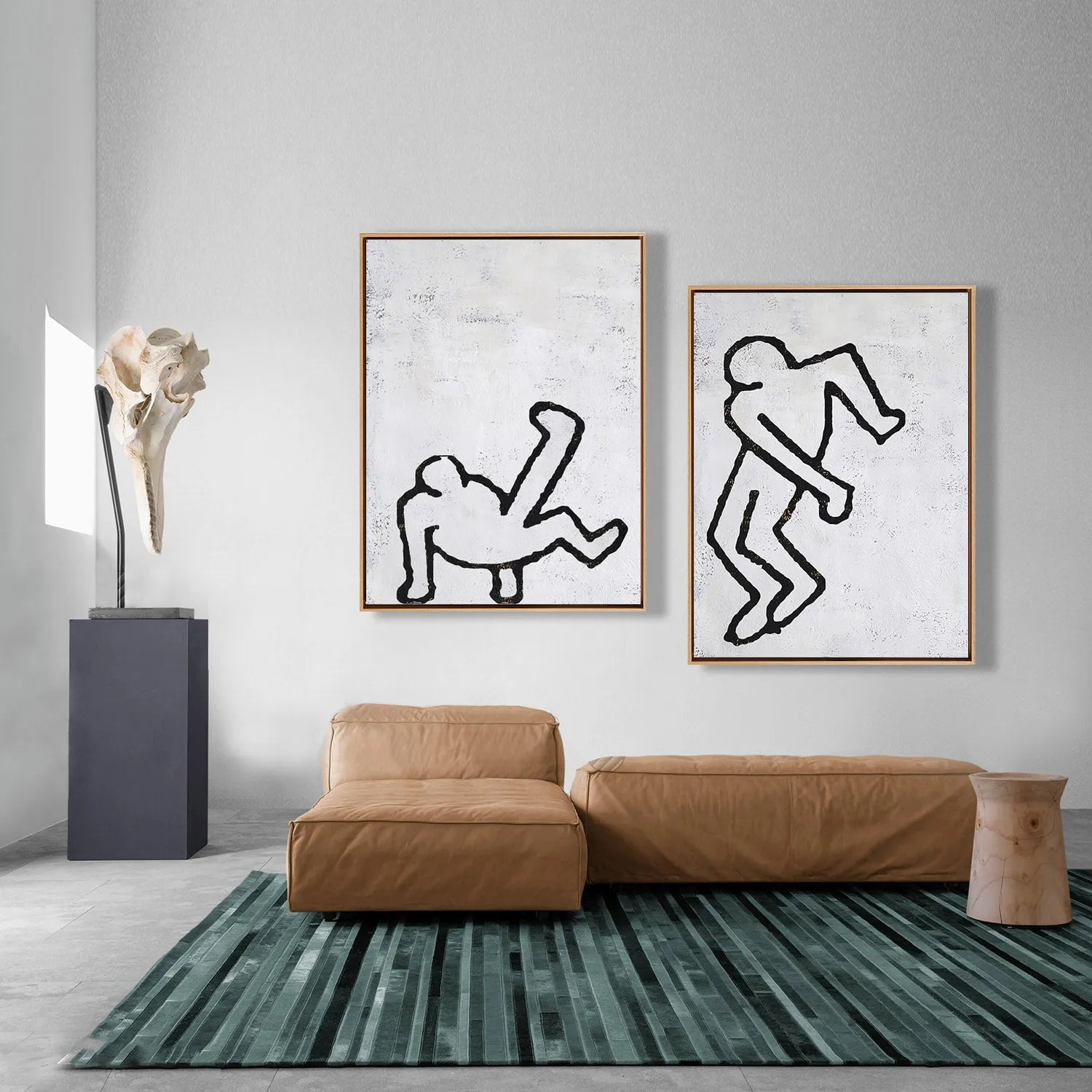 Set of 2 Minimal Painting Dancing Man P81