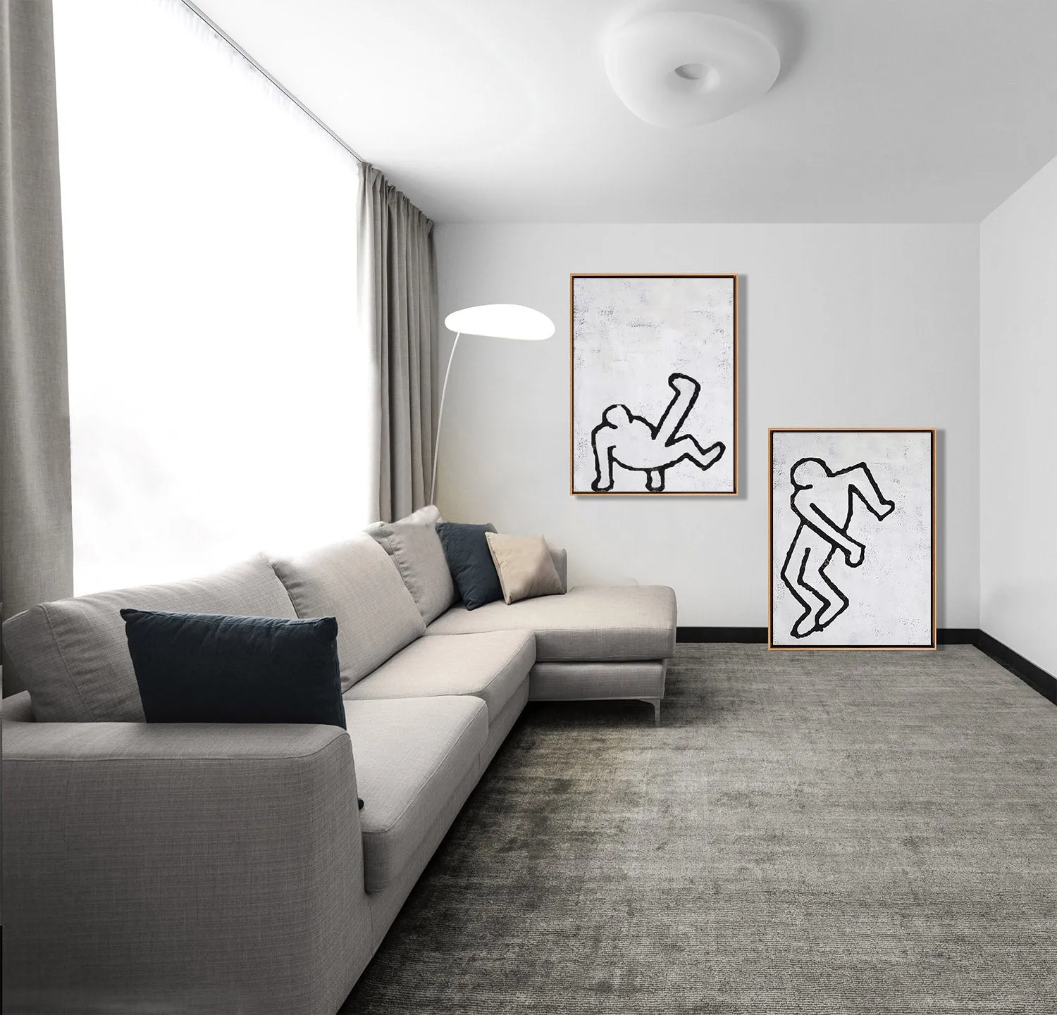 Set of 2 Minimal Painting Dancing Man P81