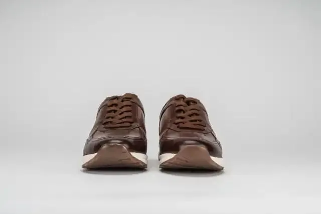 Sloane Mens Max Leather Trainers Tan/Brown