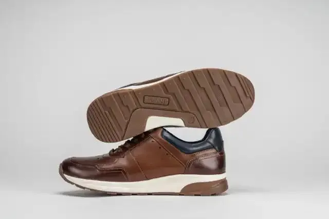 Sloane Mens Max Leather Trainers Tan/Brown