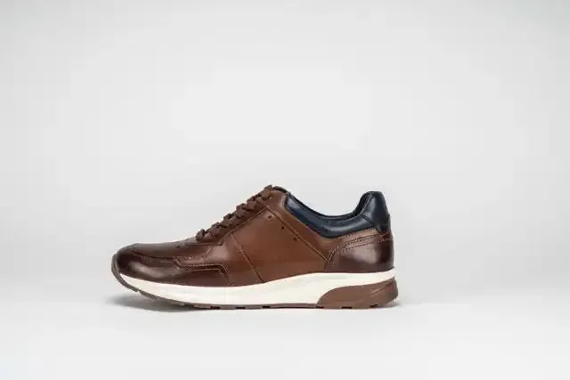 Sloane Mens Max Leather Trainers Tan/Brown