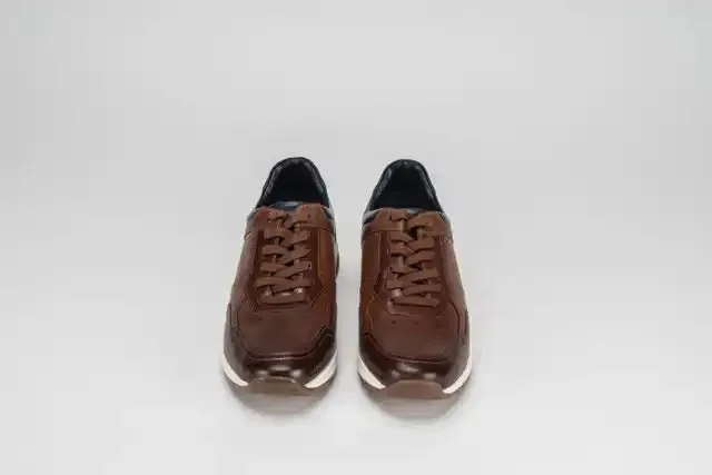 Sloane Mens Max Leather Trainers Tan/Brown