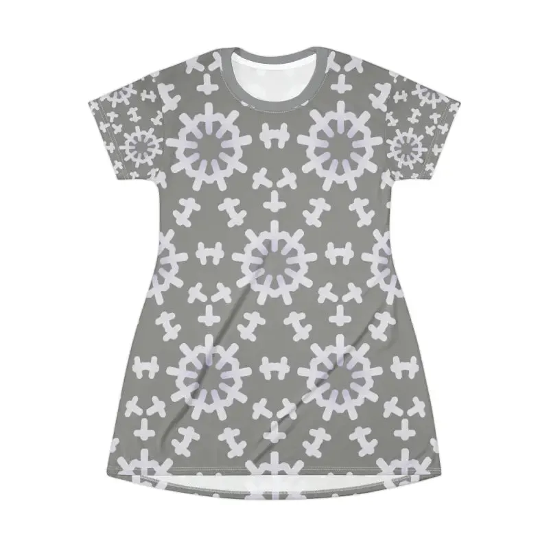 Striking Abstract Geometric Print t Shirt Dress
