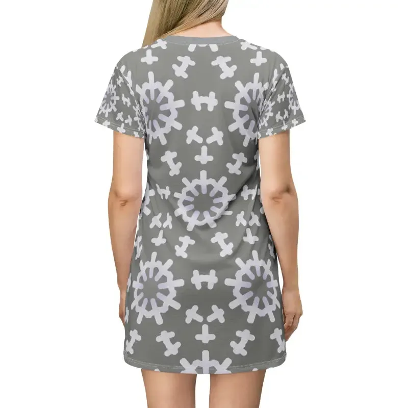 Striking Abstract Geometric Print t Shirt Dress