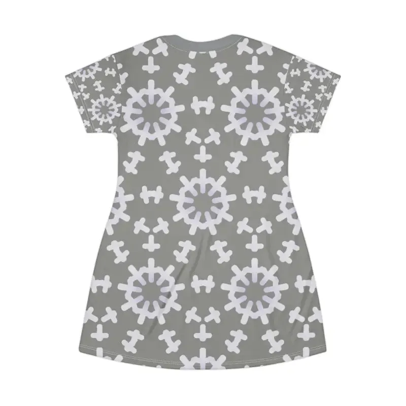 Striking Abstract Geometric Print t Shirt Dress