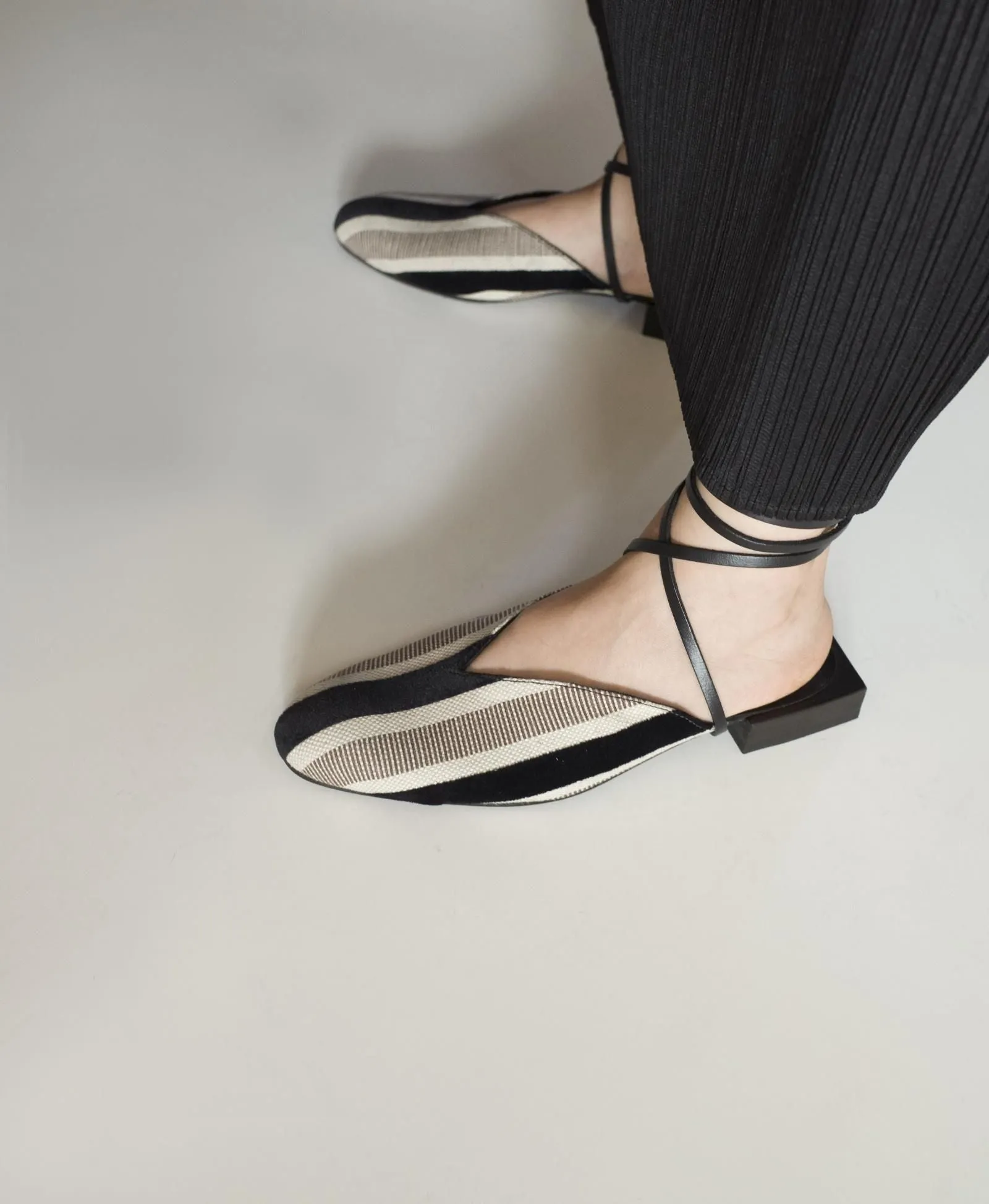 Striped Slip-On Mules