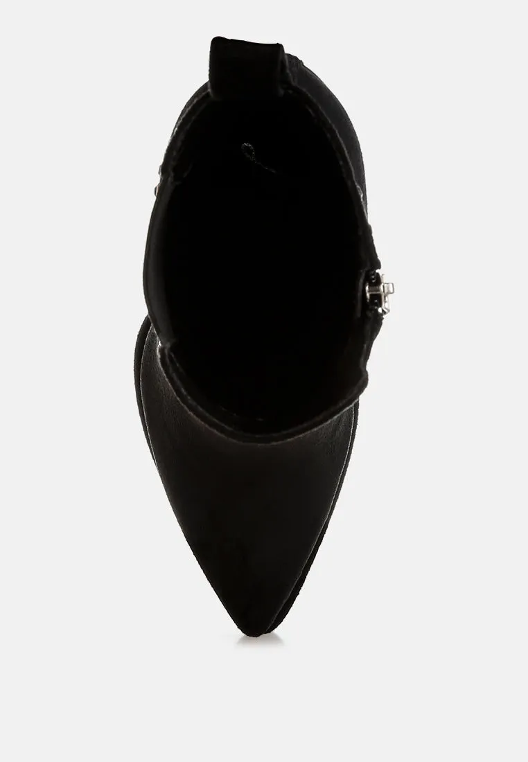 Studs Embellished High Ankle Boots By RUW