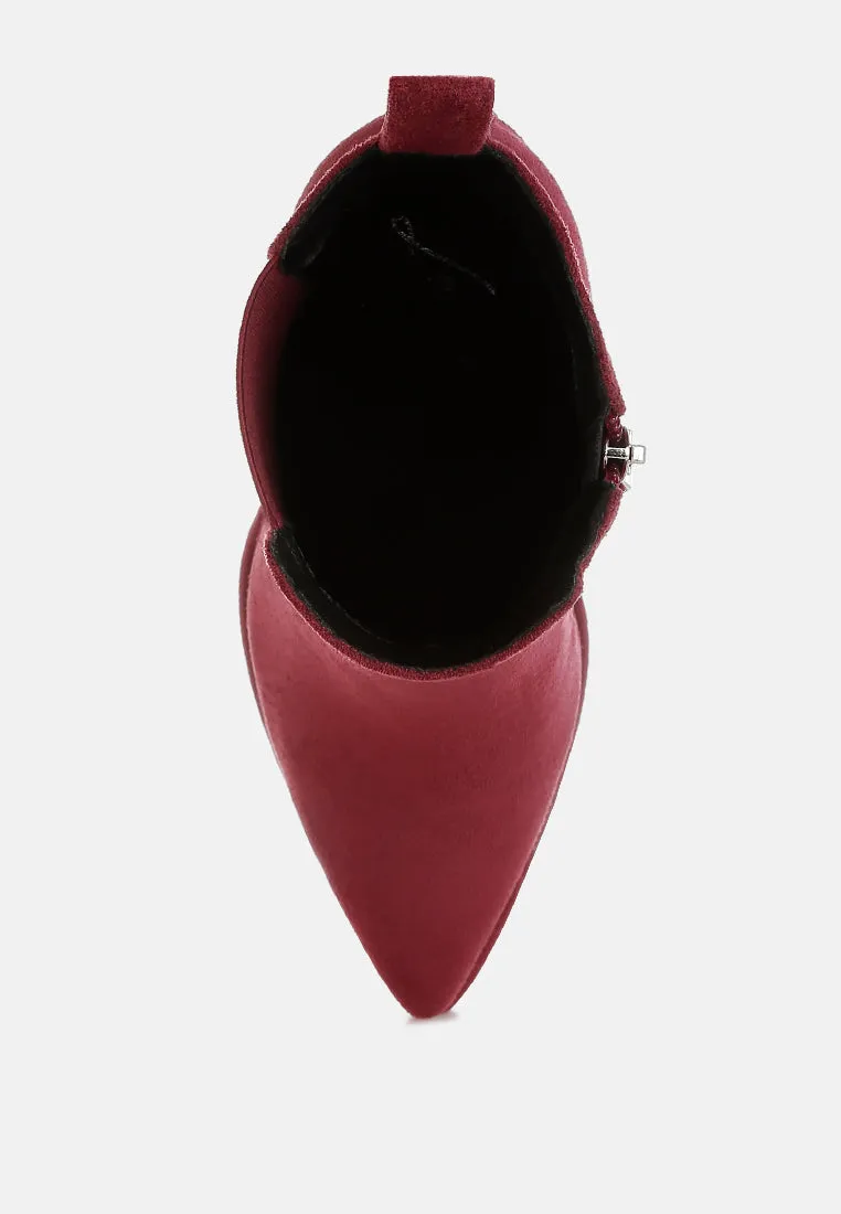 Studs Embellished High Ankle Boots By RUW
