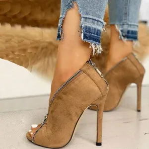 Suede Peep Toe Heels