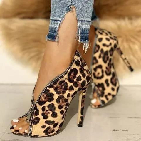 Suede Peep Toe Heels