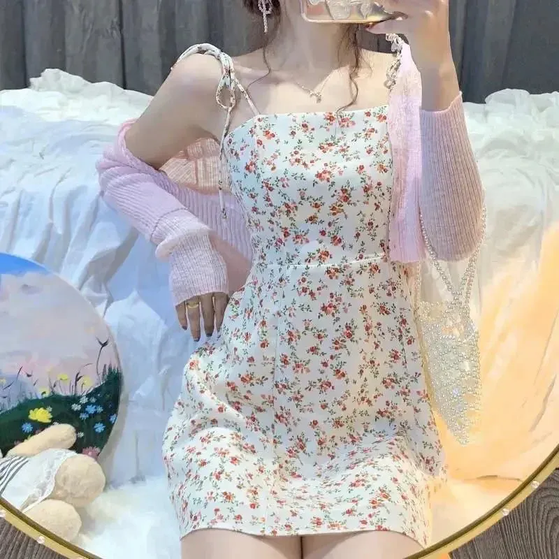 Summer Hipster Floral Print Strap Slim Fit Dress