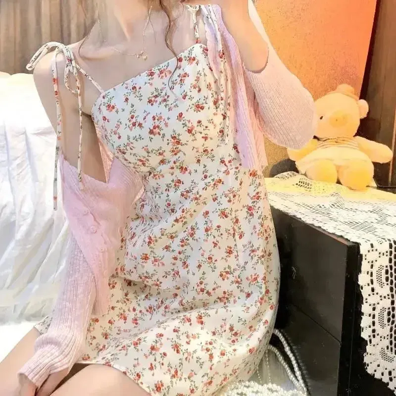 Summer Hipster Floral Print Strap Slim Fit Dress
