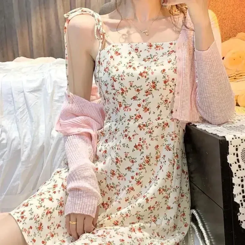 Summer Hipster Floral Print Strap Slim Fit Dress