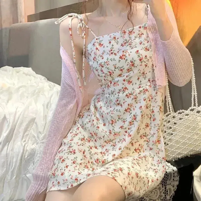 Summer Hipster Floral Print Strap Slim Fit Dress