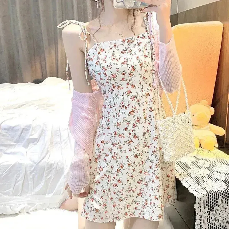 Summer Hipster Floral Print Strap Slim Fit Dress