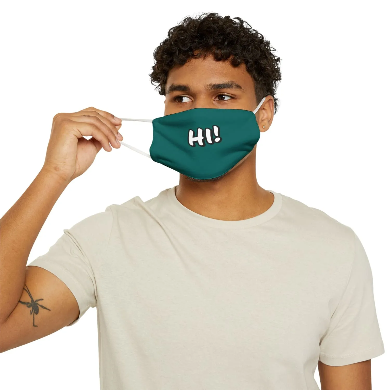 Teal Hi! Snug-Fit Fabric Face Mask