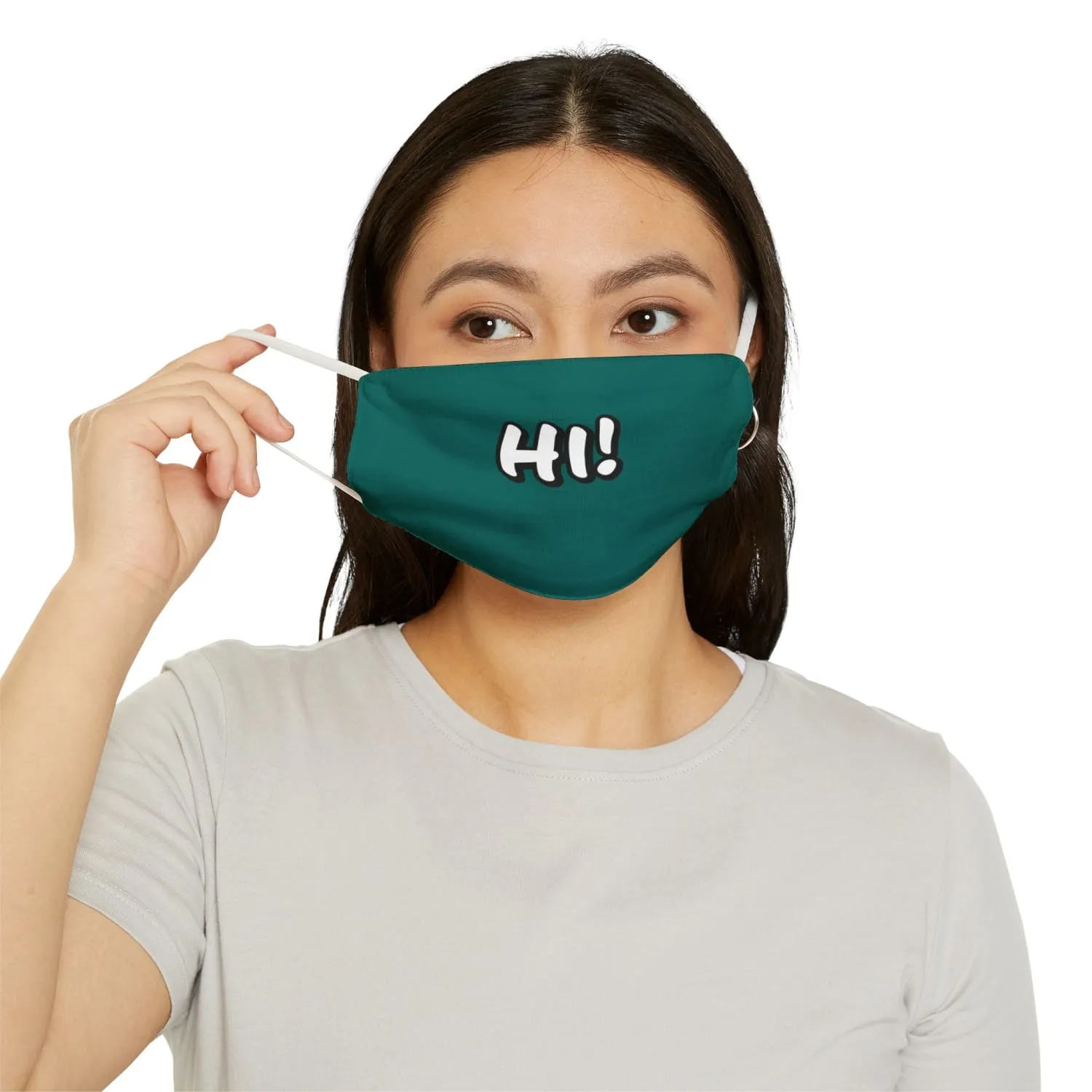 Teal Hi! Snug-Fit Fabric Face Mask