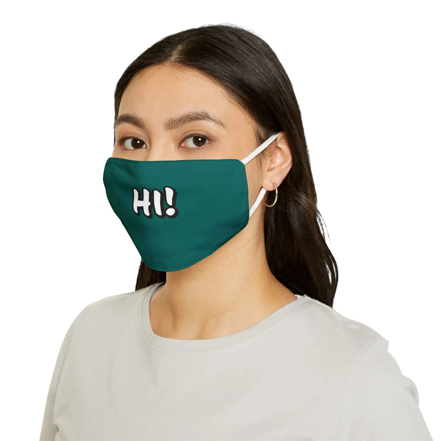 Teal Hi! Snug-Fit Fabric Face Mask